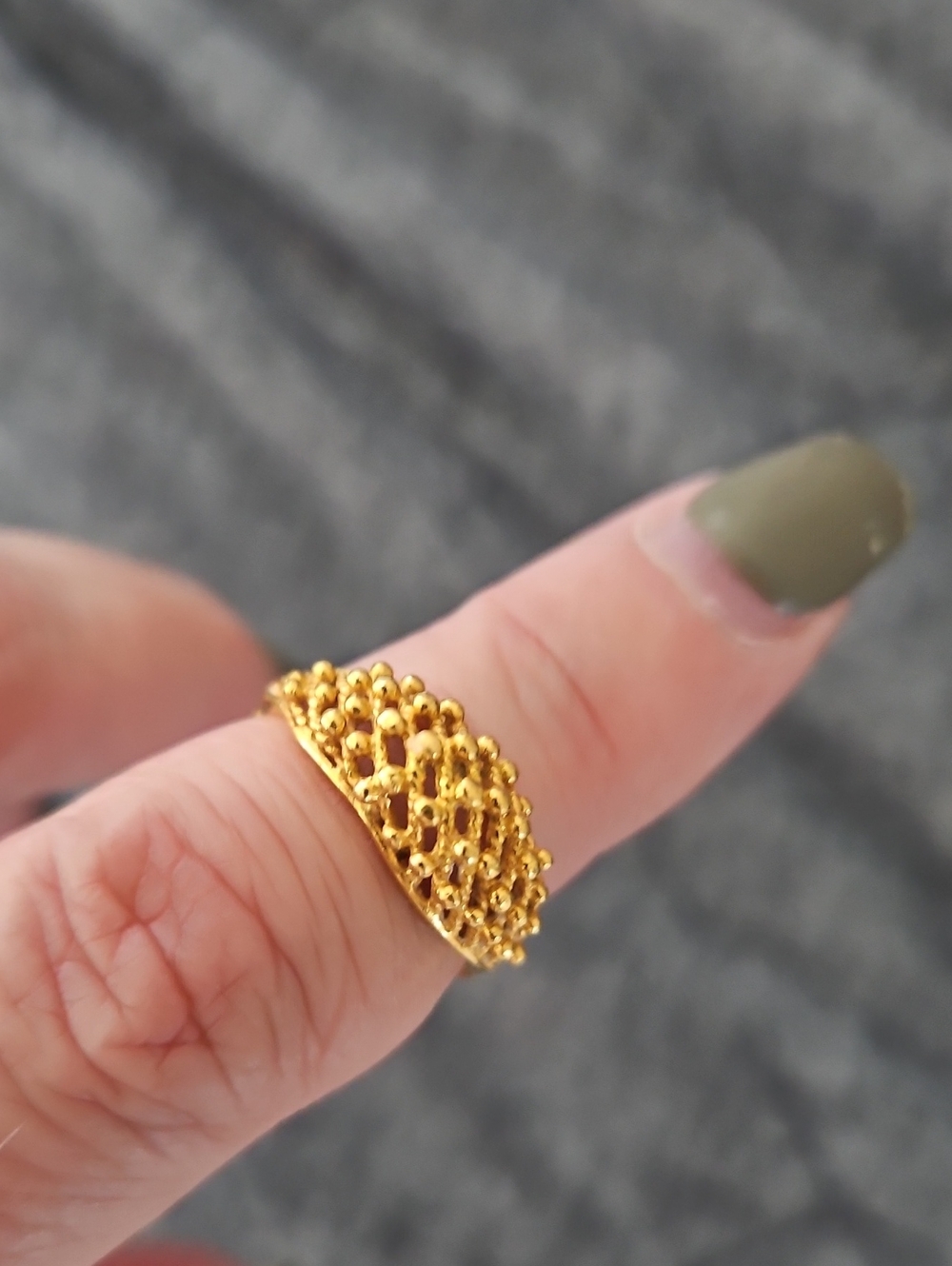 Gold Filled Textured Dome Stackable Ring - Women Jewelry